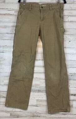 Carhartt 102080 Womens Loose Fit Canvas Carpenter Pants Beige Rugged 4 Short